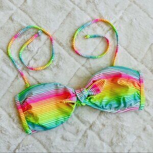 Victoria's Secret | Rainbow Stripe Padded Bandeau Bikini Top | Size Small